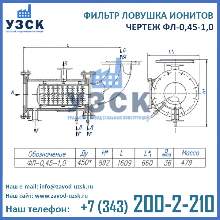 Фильтр ФЛ-0,45-1,0 чертеж